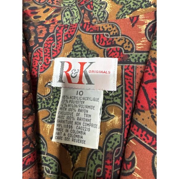 Vintage R&K Originals Red Blazer Paisley Lined Gold Buttons Size 10 Women's - Picture 7 of 9